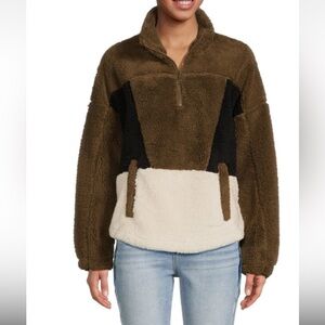 Great condition SAGE collective Arise Faux Shearling Quarter Zip Pullover, MED